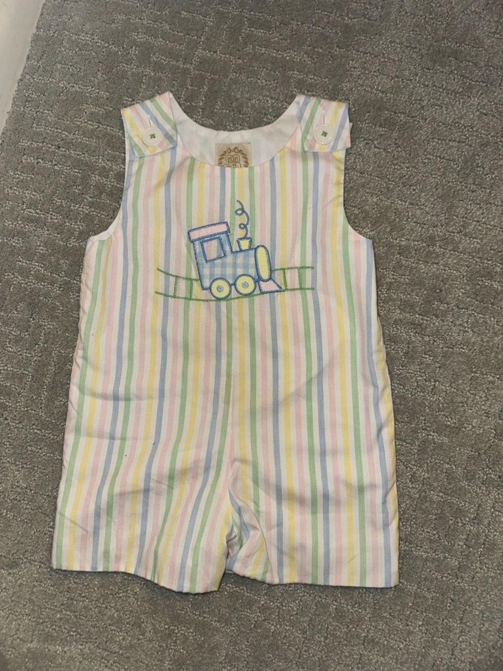The Beaufort Bonnet Company Pastel Stripe Train Romper